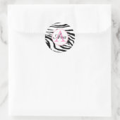 Zebra und Candy Pink Monogram Name Sticker (Tasche)