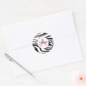 Zebra und Candy Pink Monogram Name Sticker (Umschlag)