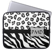 Zebra und Cheetah Skin Monogram Laptopschutzhülle (Vorderseite)