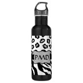Zebra und Cheetah Skin Monogram Trinkflasche (Vorderseite)