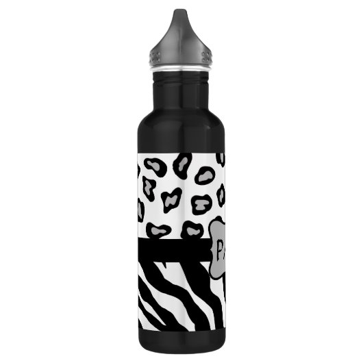 Zebra und Cheetah Skin Monogram Trinkflasche (Links)