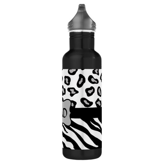 Zebra und Cheetah Skin Monogram Trinkflasche (Rechts)