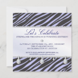 Zebra und Diamonds Sweet 16 Elegance Einladung