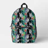 Zebra- und Exotic-Blume-Muster Bedruckter Rucksack (Vorderseite)