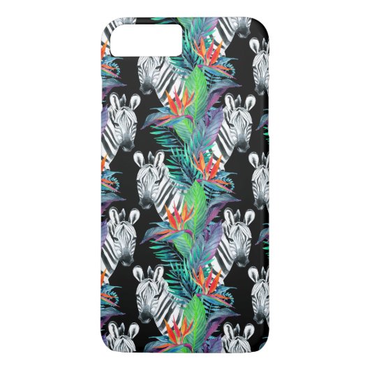 Zebra- und Exotic-Blume-Muster Case-Mate iPhone Hülle (Rückseite)