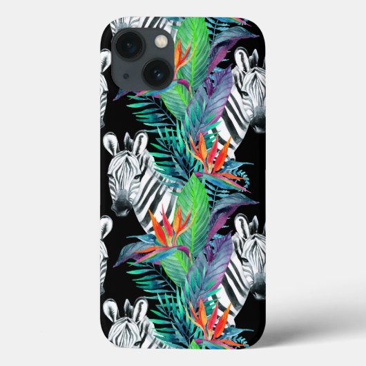 Zebra- und Exotic-Blume-Muster Case-Mate iPhone Hülle (Rückseite)