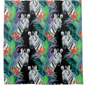 Zebra- und Exotic-Blume-Muster Duschvorhang (Vorderseite)