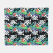 Zebra- und Exotic-Blume-Muster Fleecedecke (Vorderseite (Horizontal))