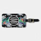 Zebra- und Exotic-Blume-Muster| Monogramm Gepäckanhänger (Vorderseite horizontal)