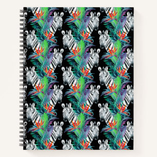 Zebra- und Exotic-Blume-Muster Notizblock