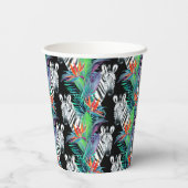 Zebra- und Exotic-Blume-Muster Pappbecher (Rückseite)