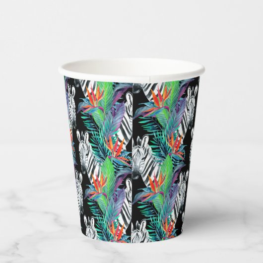 Zebra- und Exotic-Blume-Muster Pappbecher (Rechts)