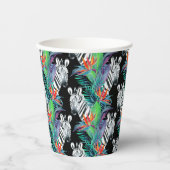 Zebra- und Exotic-Blume-Muster Pappbecher (Vorderseite)