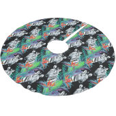 Zebra- und Exotic-Blume-Muster Polyester Weihnachtsbaumdecke (Schrägansicht)