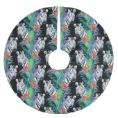 Zebra- und Exotic-Blume-Muster Polyester Weihnachtsbaumdecke (Vorderseite)
