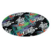 Zebra- und Exotic-Blume-Muster Schneidebrett (Ecke)
