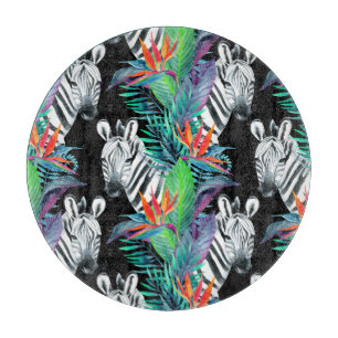 Zebra- und Exotic-Blume-Muster Schneidebrett
