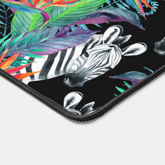 Zebra- und Exotic-Blume-Muster Schreibtischunterlage (Ecke)