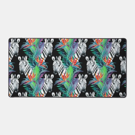 Zebra- und Exotic-Blume-Muster Schreibtischunterlage (Vorderseite)