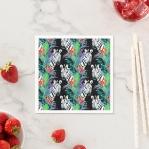 Zebra- und Exotic-Blume-Muster Serviette