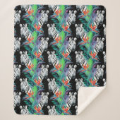 Zebra- und Exotic-Blume-Muster Sherpadecke (Vorderseite)