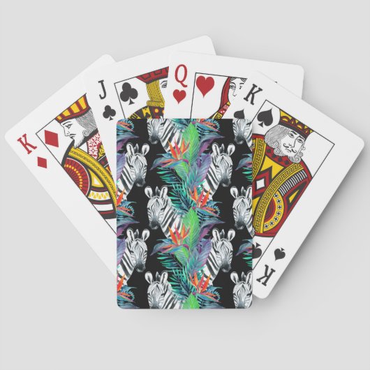 Zebra- und Exotic-Blume-Muster Spielkarten (Rückseite)