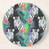 Zebra- und Exotic-Blume-Muster Untersetzer (Vorne)