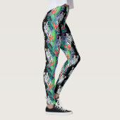 Zebra und exotisches Blumen-Muster 2 Leggings (Rechts)
