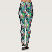 Zebra und exotisches Blumen-Muster 2 Leggings (Rückseite)