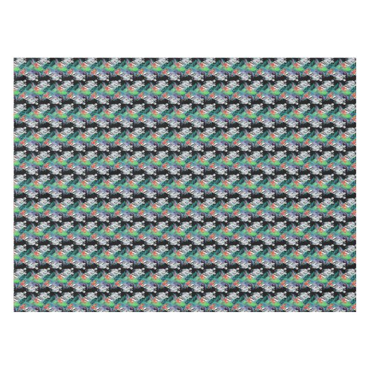 Zebra und exotisches Blumen-Muster 2 Tischdecke (Vorderseite (Horizontal))