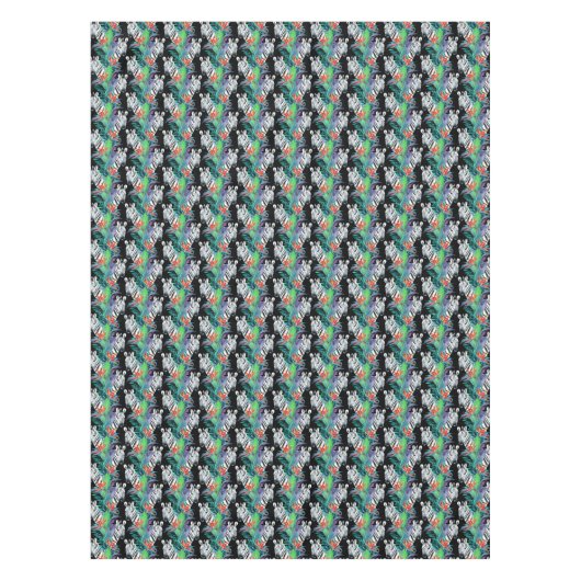 Zebra und exotisches Blumen-Muster 2 Tischdecke (Vorderseite)
