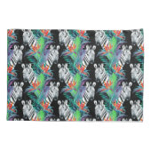 Zebra und exotisches Blumen-Muster Kissenbezug (Rückseite-Links)