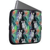 Zebra und exotisches Blumen-Muster Laptopschutzhülle (Vorne Rechts)