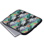 Zebra und exotisches Blumen-Muster Laptopschutzhülle (Vorne Knopf)