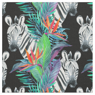 Zebra und exotisches Blumen-Muster Stoff