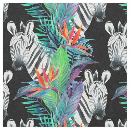 Zebra und exotisches Blumen-Muster Stoff (Nahaufnahme)