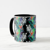Zebra und exotisches Blumen-Muster Tasse (Vorderseite Links)