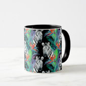 Zebra und exotisches Blumen-Muster Tasse (VorderseiteRechts)