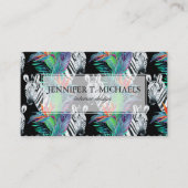 Zebra und exotisches Blumen-Muster Visitenkarte (Vorderseite)