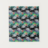 Zebra und exotisches Blumen-Muster Wandteppich (Vorderseite)