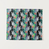 Zebra und exotisches Blumen-Muster Wandteppich (Vorderseite (Horizontal))