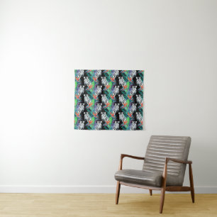 Zebra und exotisches Blumen-Muster Wandteppich