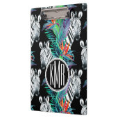 Zebra und exotisches Monogramm des Blumen-Muster-| Klemmbrett (Links)