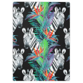 Zebra und exotisches Monogramm des Blumen-Muster-| Klemmbrett (Rückseite)