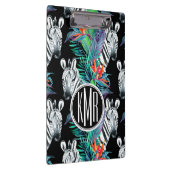Zebra und exotisches Monogramm des Blumen-Muster-| Klemmbrett (Rechts)