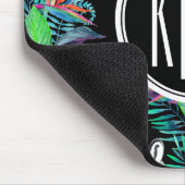 Zebra und exotisches Monogramm des Blumen-Muster-| Mousepad (Ecke)