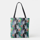 Zebra und exotisches Monogramm des Blumen-Muster-| Tasche (Rückseite)