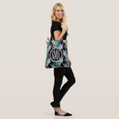 Zebra und exotisches Monogramm des Blumen-Muster-| Tasche (Am Model)