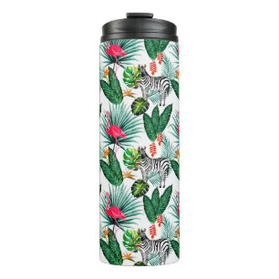 Zebra und Flamingos Thermosbecher