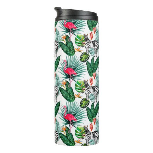 Zebra und Flamingos Thermosbecher (Nach rechts gedreht)
